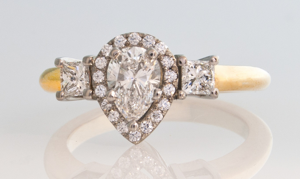 radiant sparkling pear diamond ring