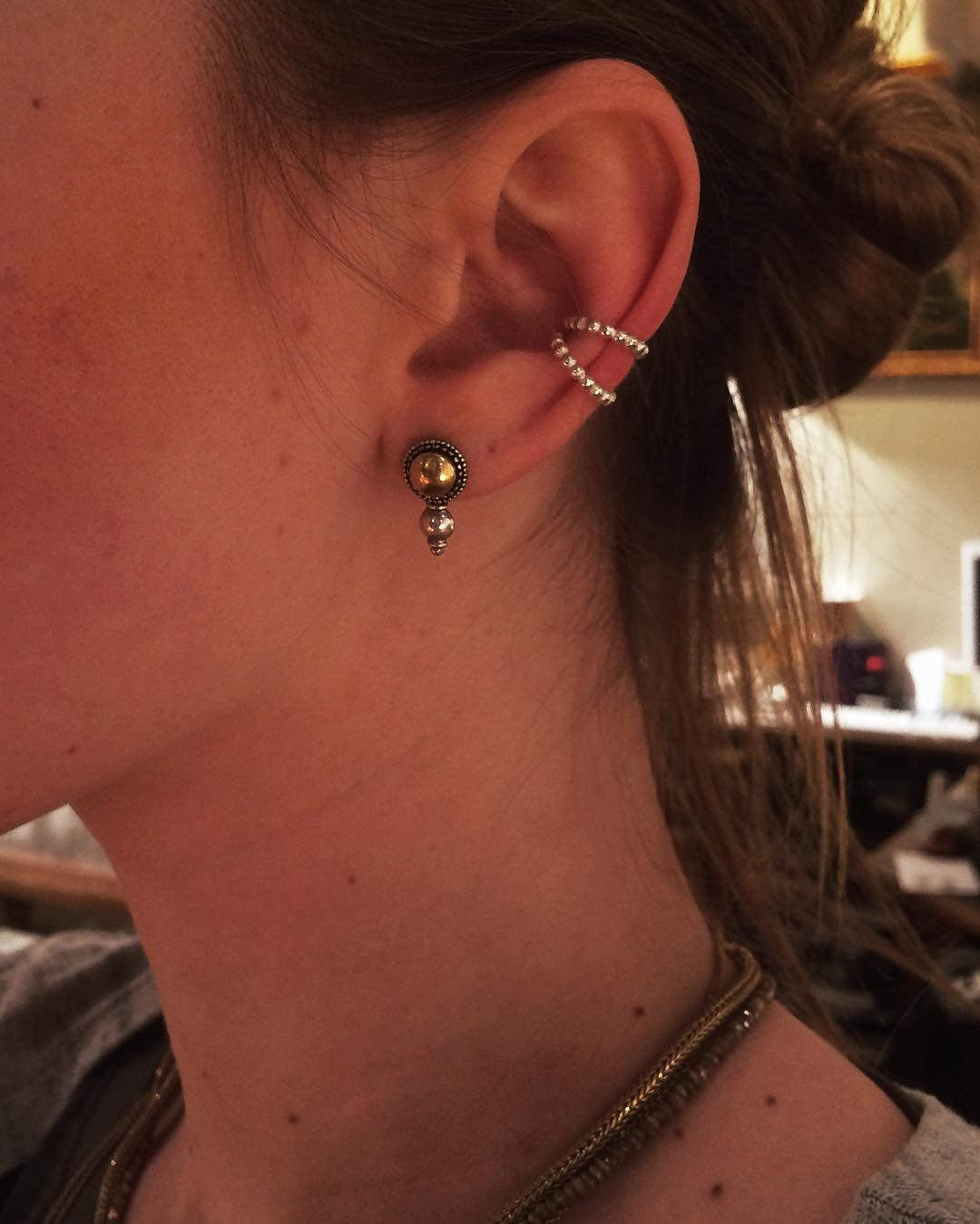silver dot cuff earrings