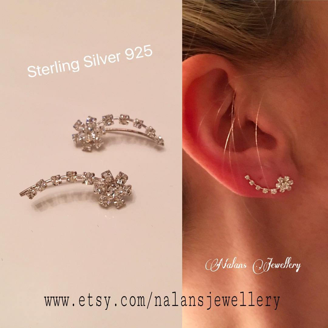 sterling silver cuff earrings