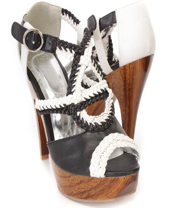 black white colorblock braided heel1