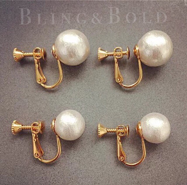 white pearl studs cuff earrings