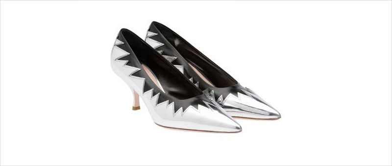 black mixed silver heel