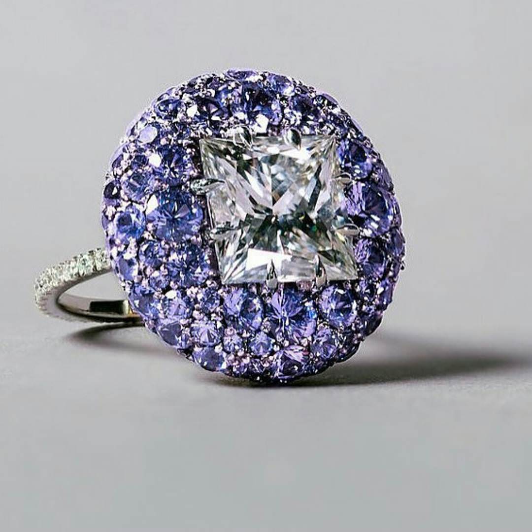 elegant bridal square diamond ring