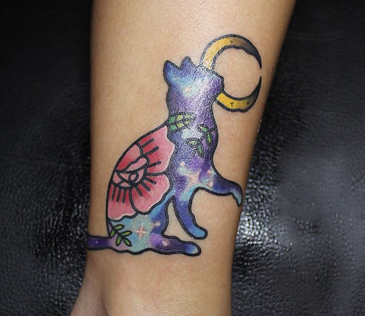 galaxy cat tattoo design