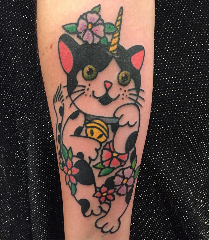 cute cat tattoo design