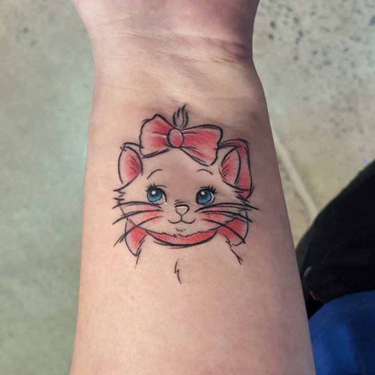 cat wrist tattoo design