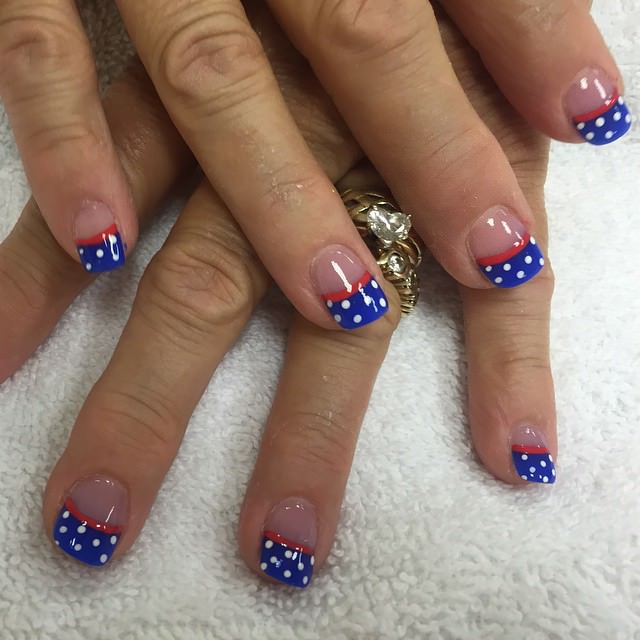 blue and gel patriotic nail design