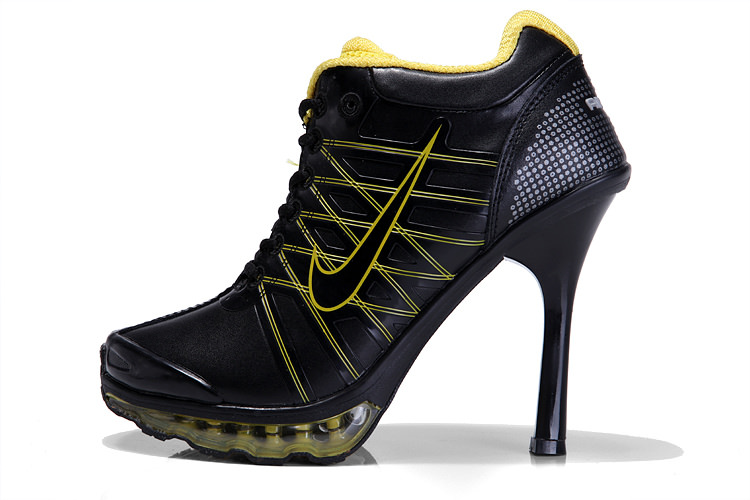 black yellow nike high heels