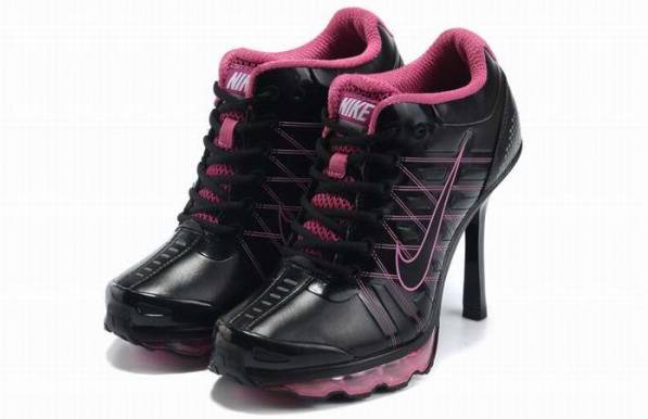 black and pink high heels