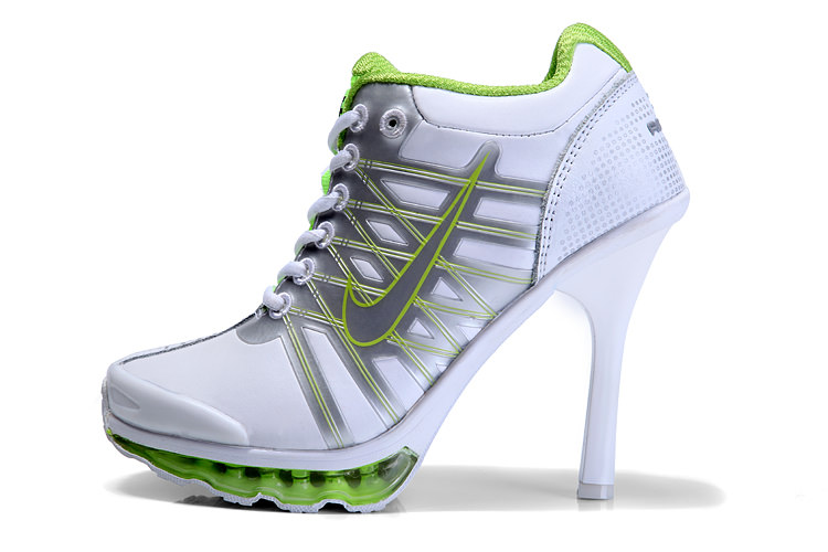 white green high heels 