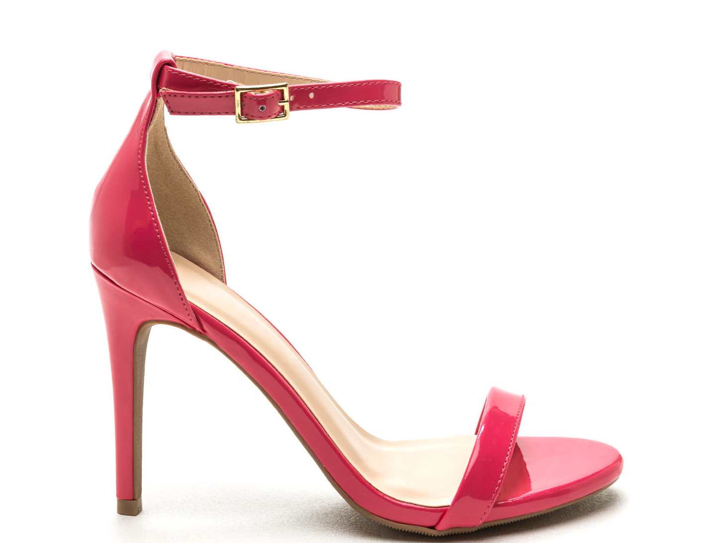 single strap ladies faux patent heels