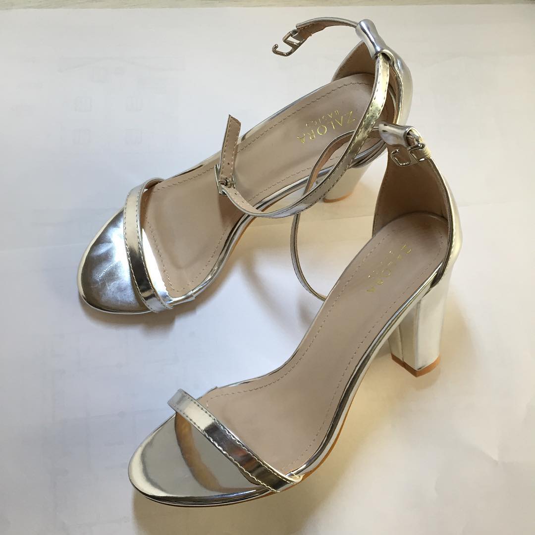 simple leather silver high heels