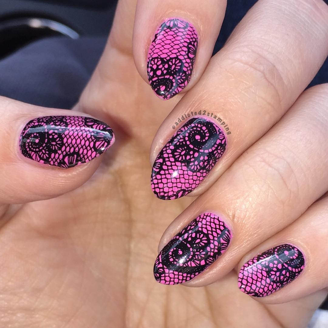 pink and blck nail designs