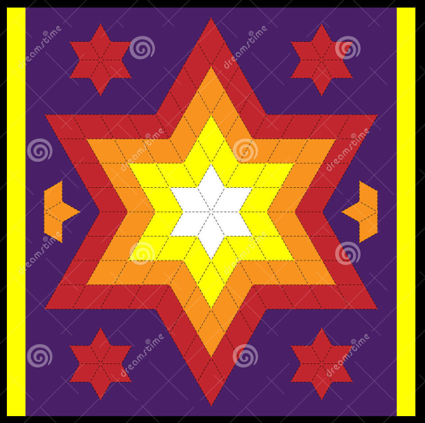different color satr quilt pattern
