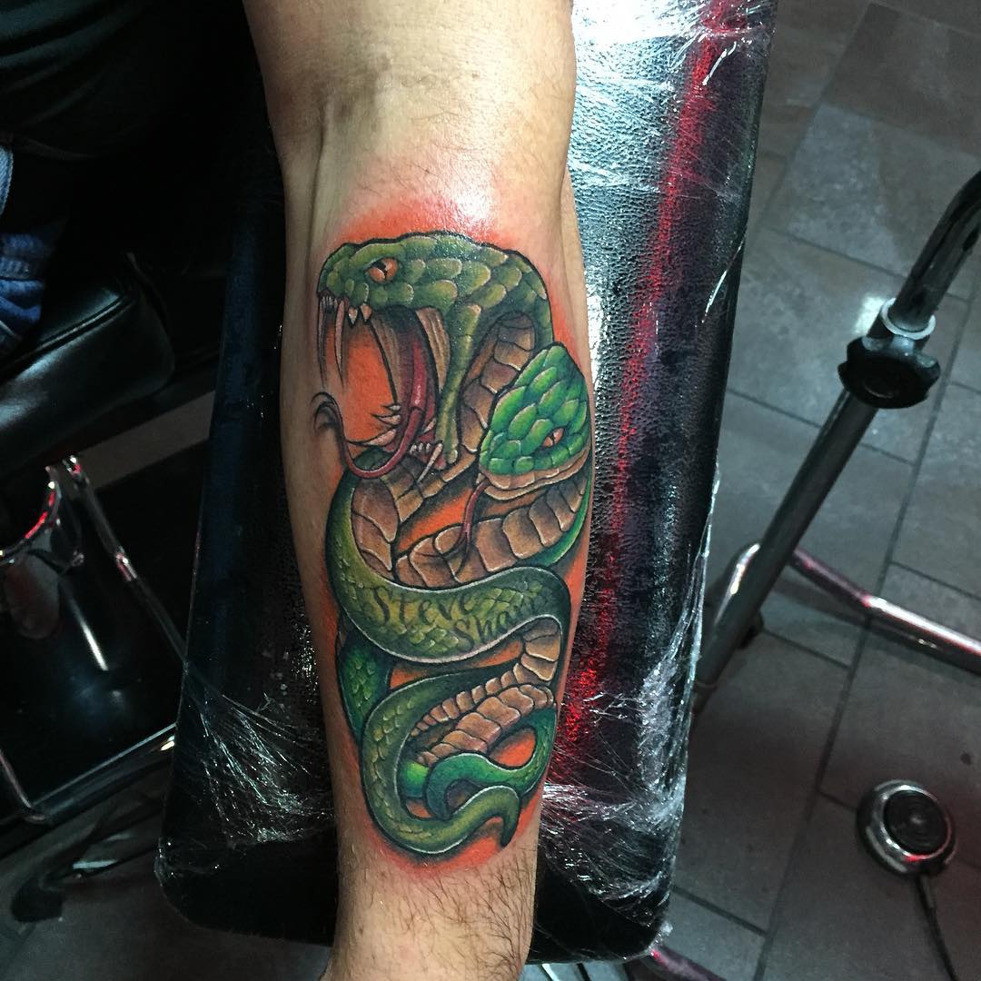 green snake tattoo design