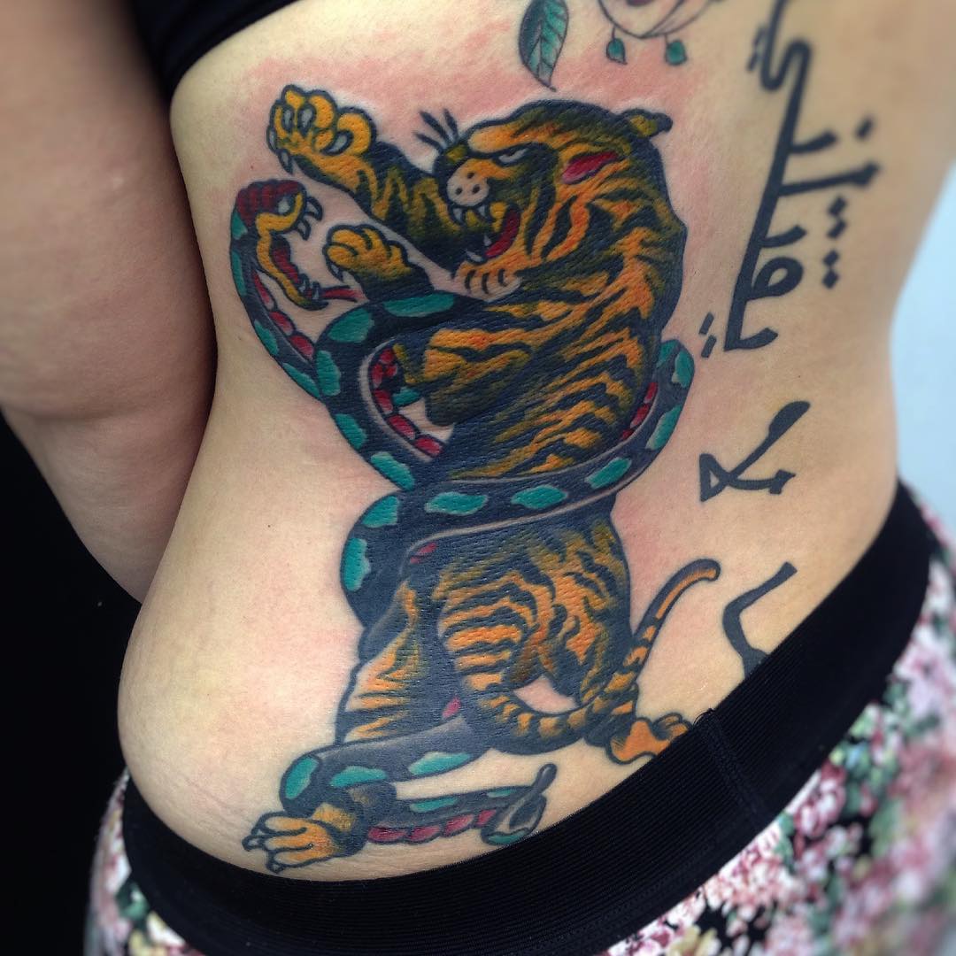 snake tiger tattoo design