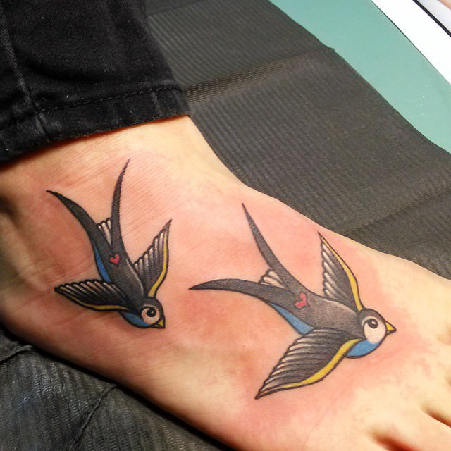sparrow tattoo design on foot
