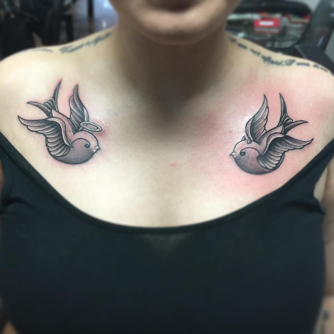 beautiful cute sparrow tattoo design
