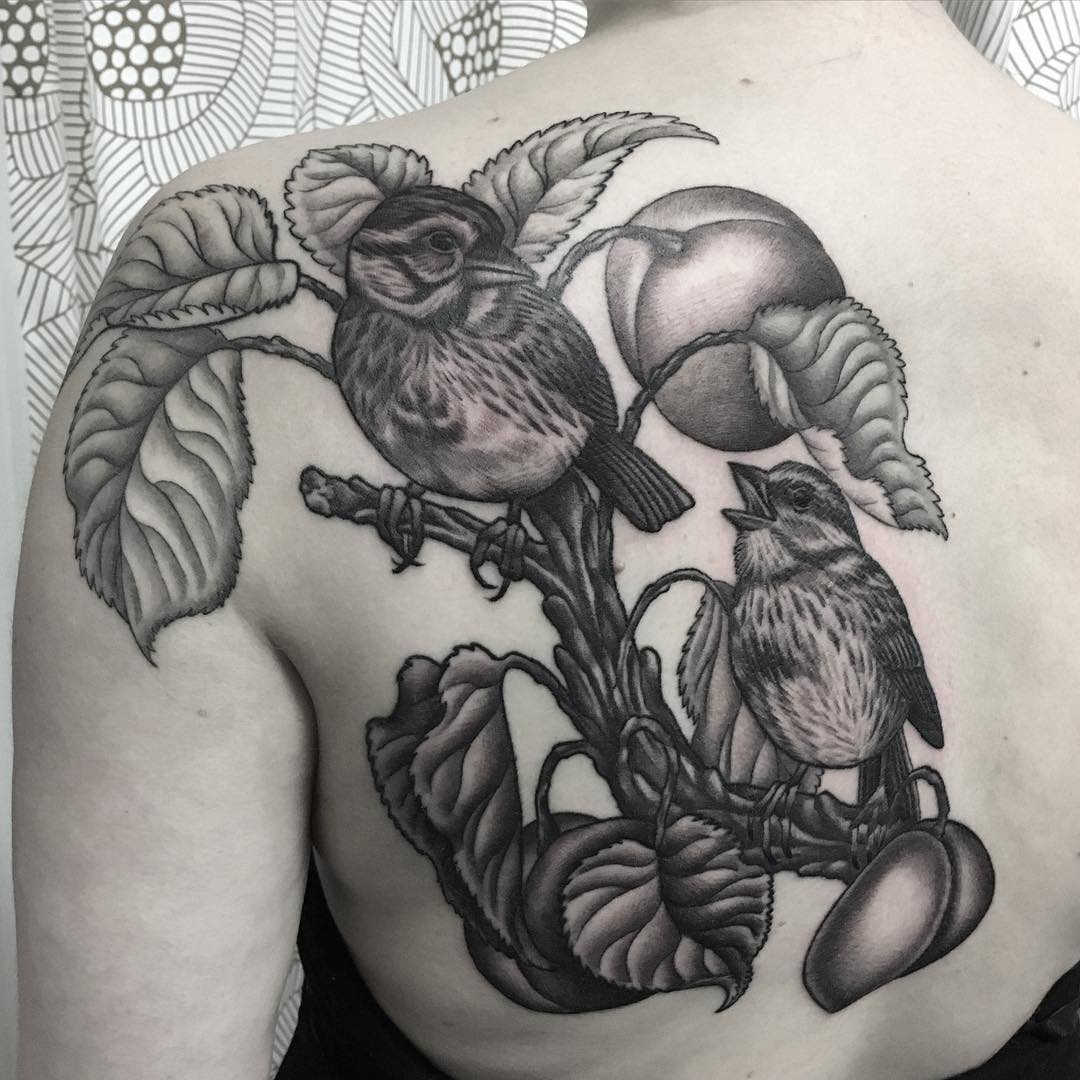 couple sparrow tattoo design