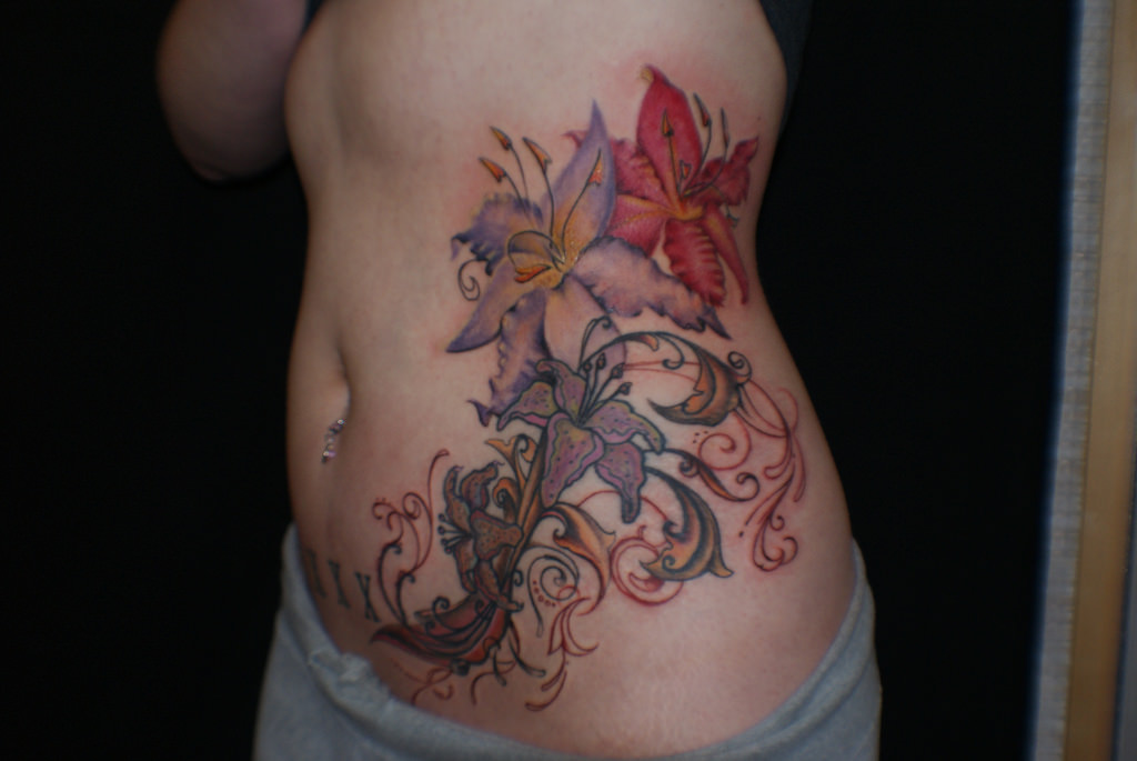 colorful lillys on hip
