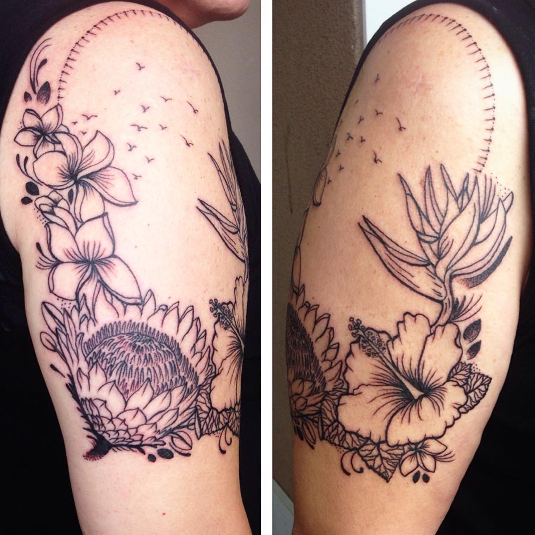 Hibiscus Flowers Tattoo Design