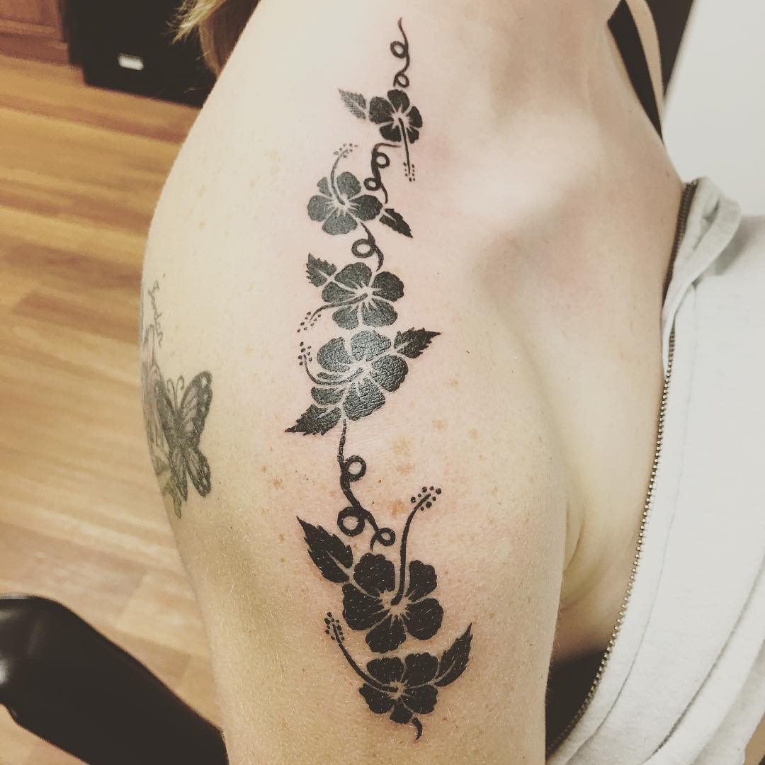 cute hibiscus flower tattoo design