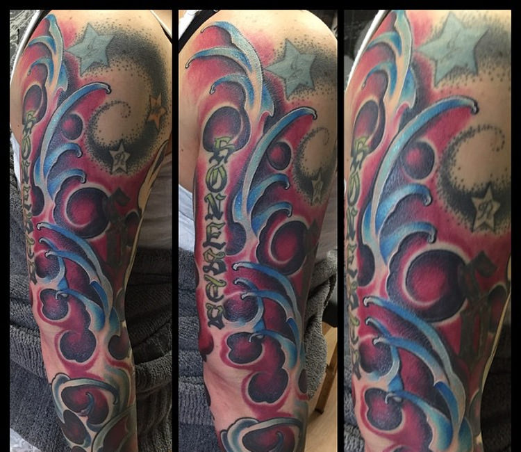 colorful tattoo of wave