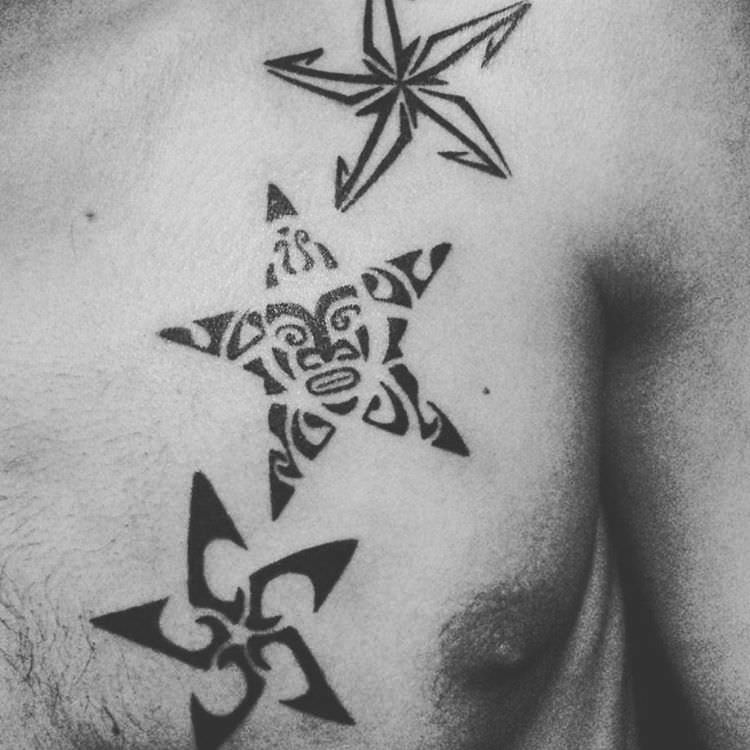 beautiful star tattoo on body