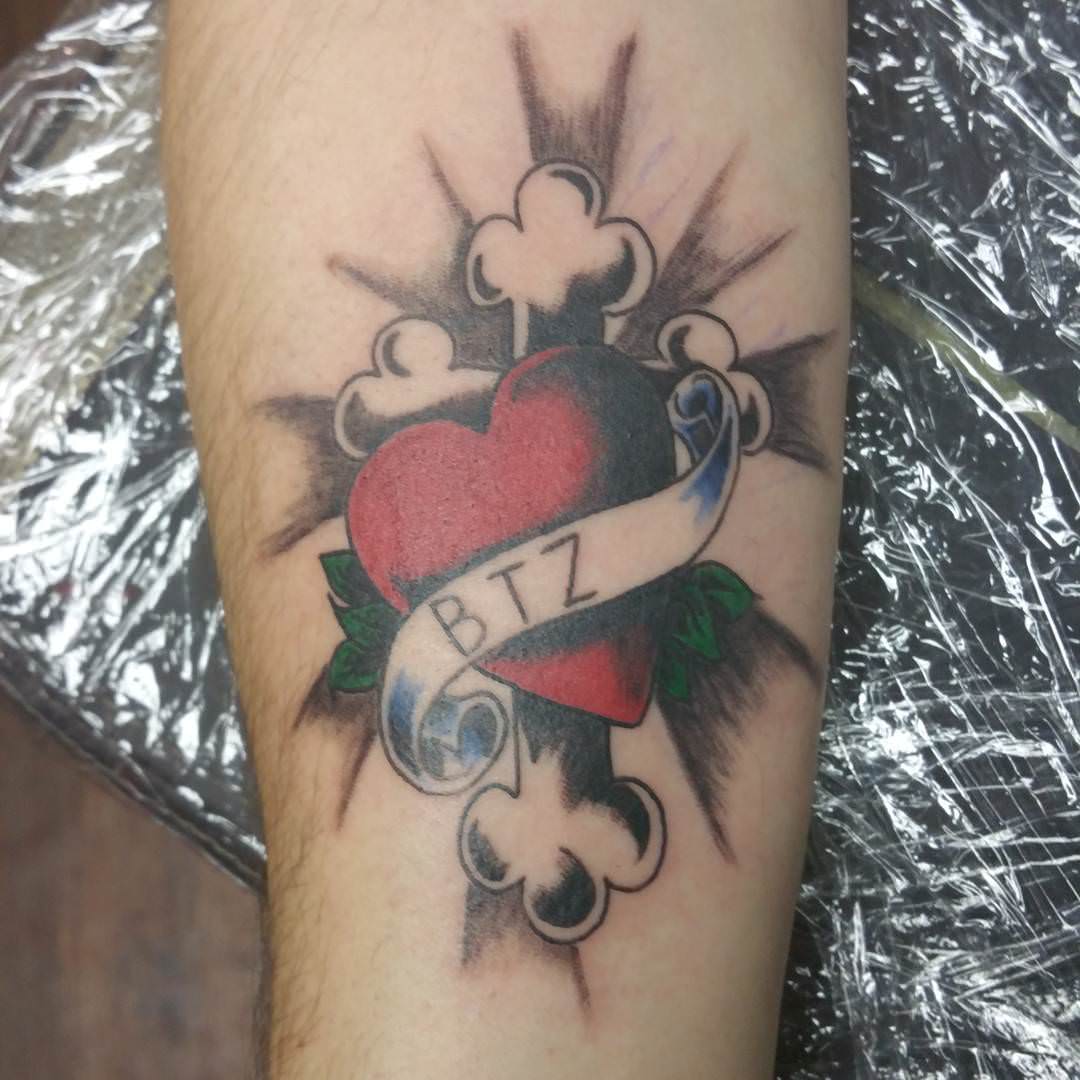heart cross tattoo