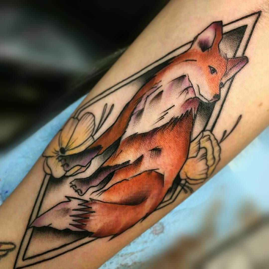 excellent fox tattoo design
