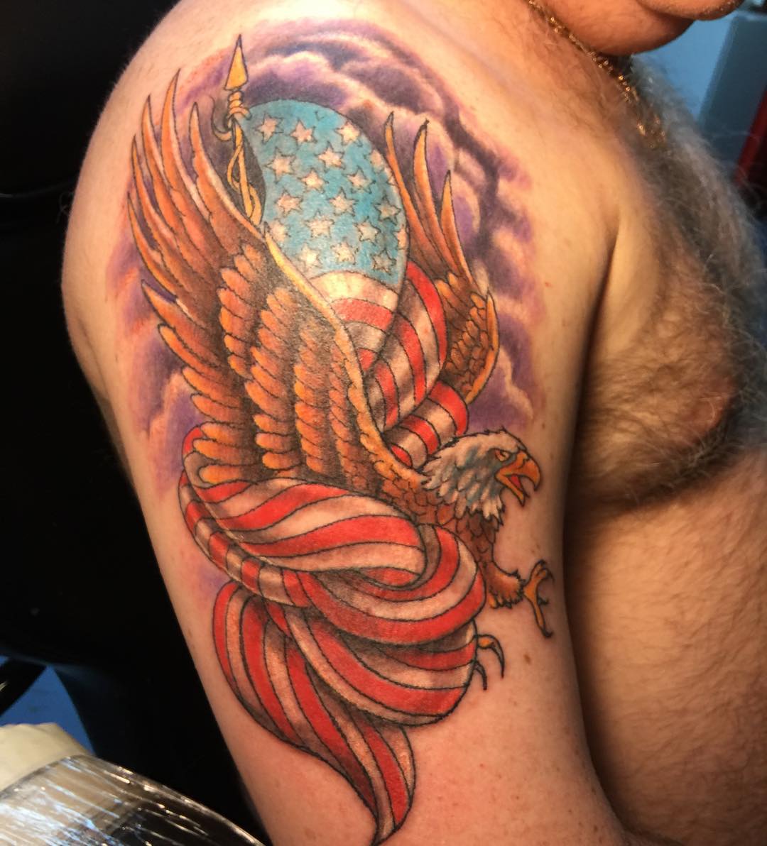 flag with eagle tattoo