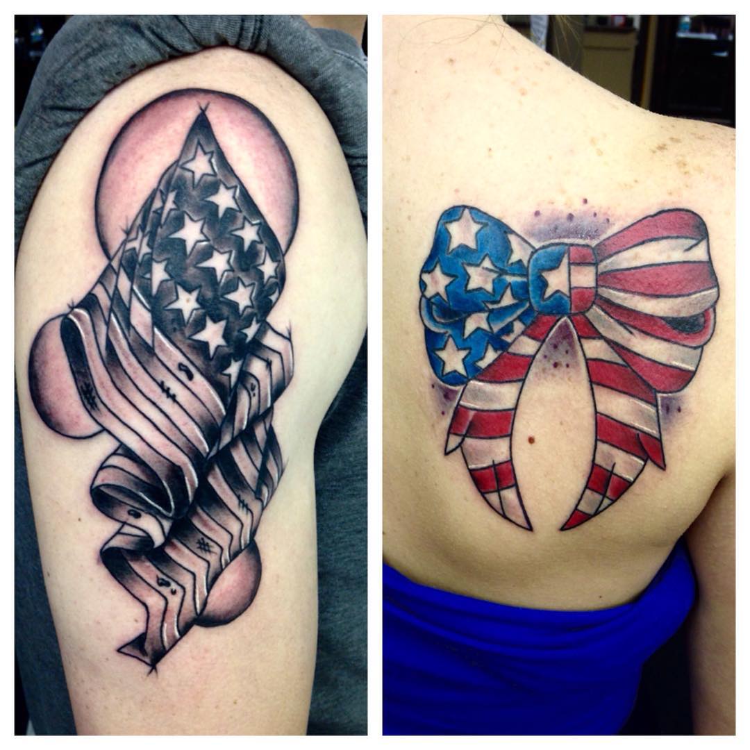 color and black flag tattoo