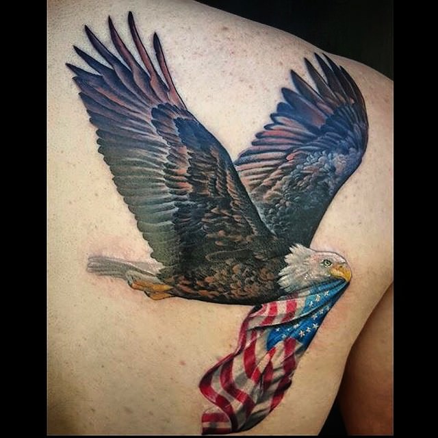 flying bird flag tattoo