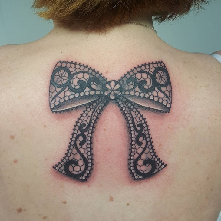 lace bow tattoo design