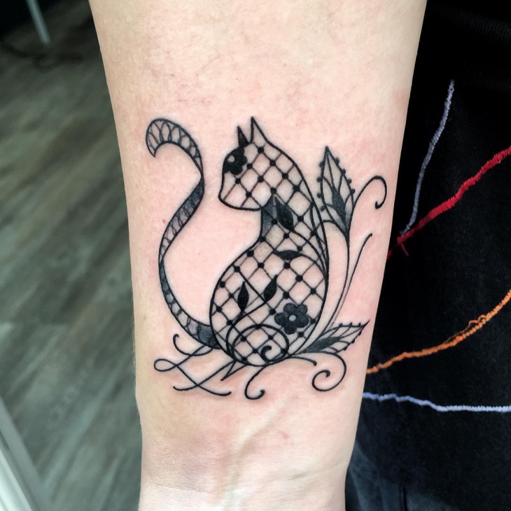 cat lace tattoo design