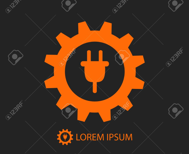 orange gearwheel and plug logo