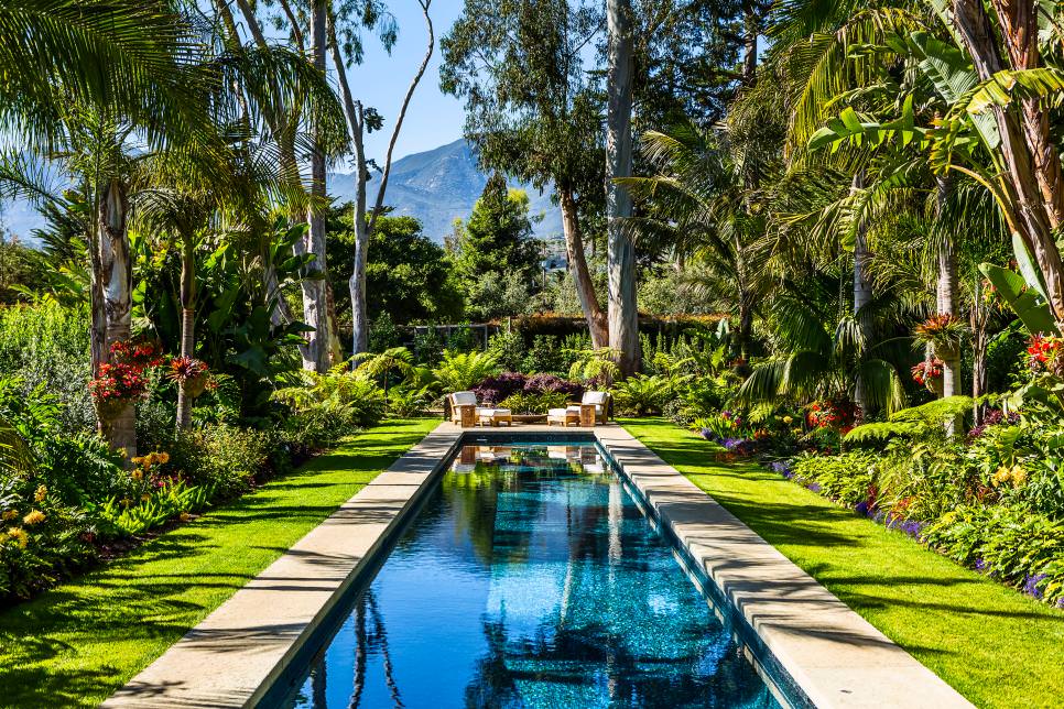 gorgeous tropical garden with swimming pool