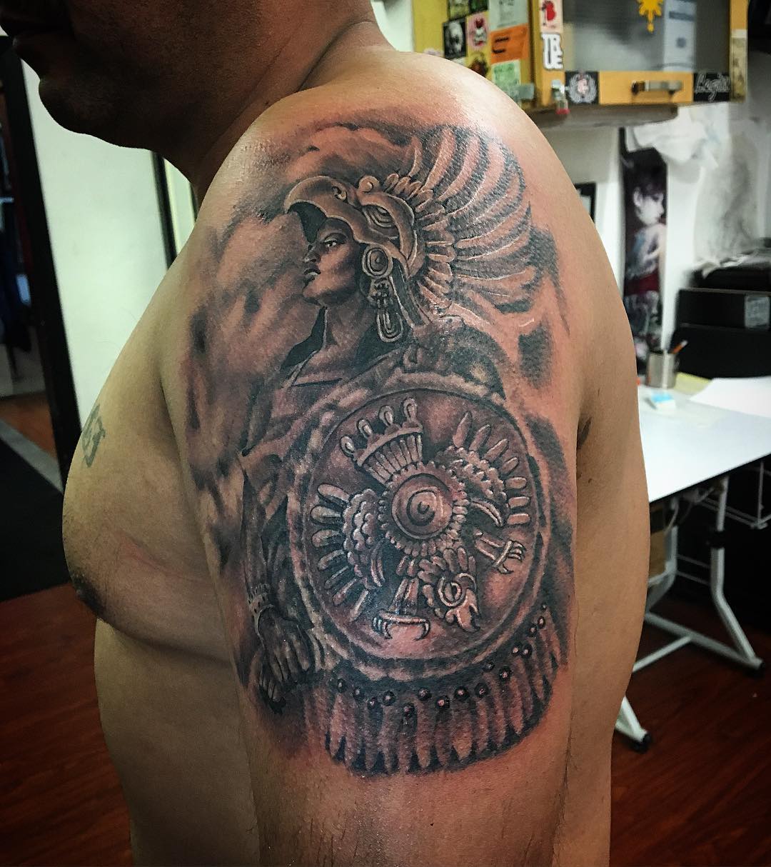 aztec warrior tattoo design