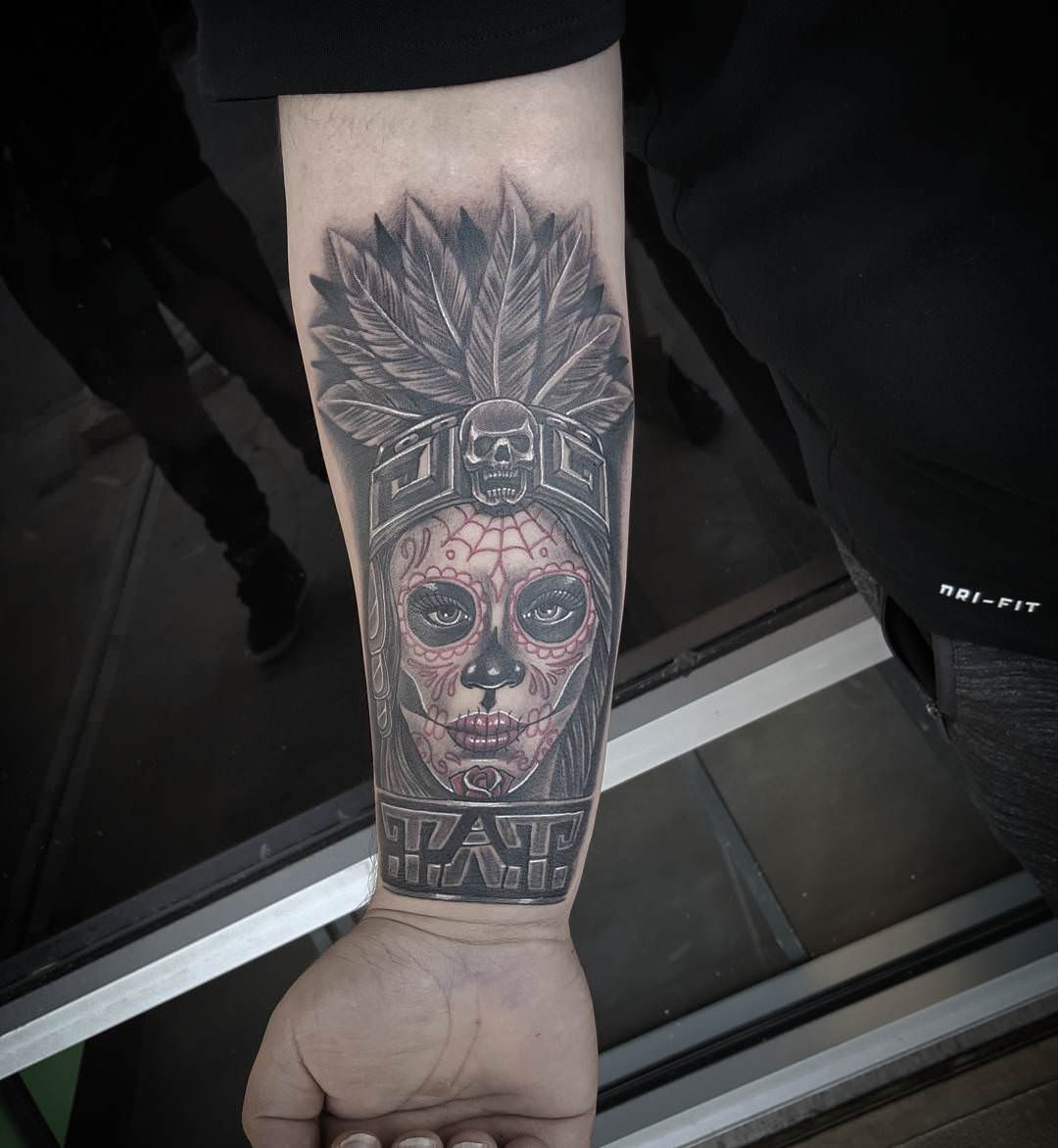warrior girl aztec tattoo