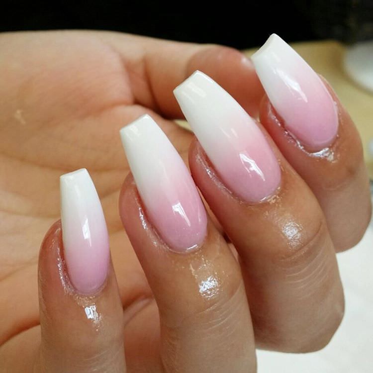 natural white pink nail design