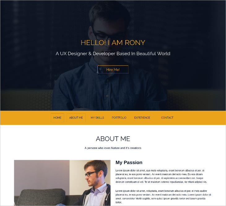 portfolio bootstrap one page template