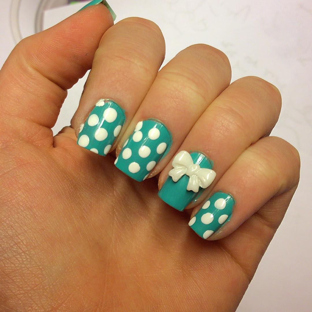 Cute Turquoise And White Nails - See more ideas about nail designs, turquoi...