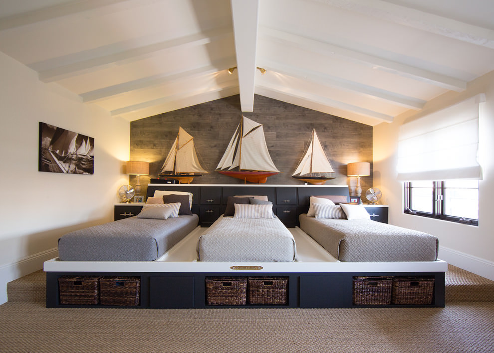 amazing triple beds mediterranean bedroom