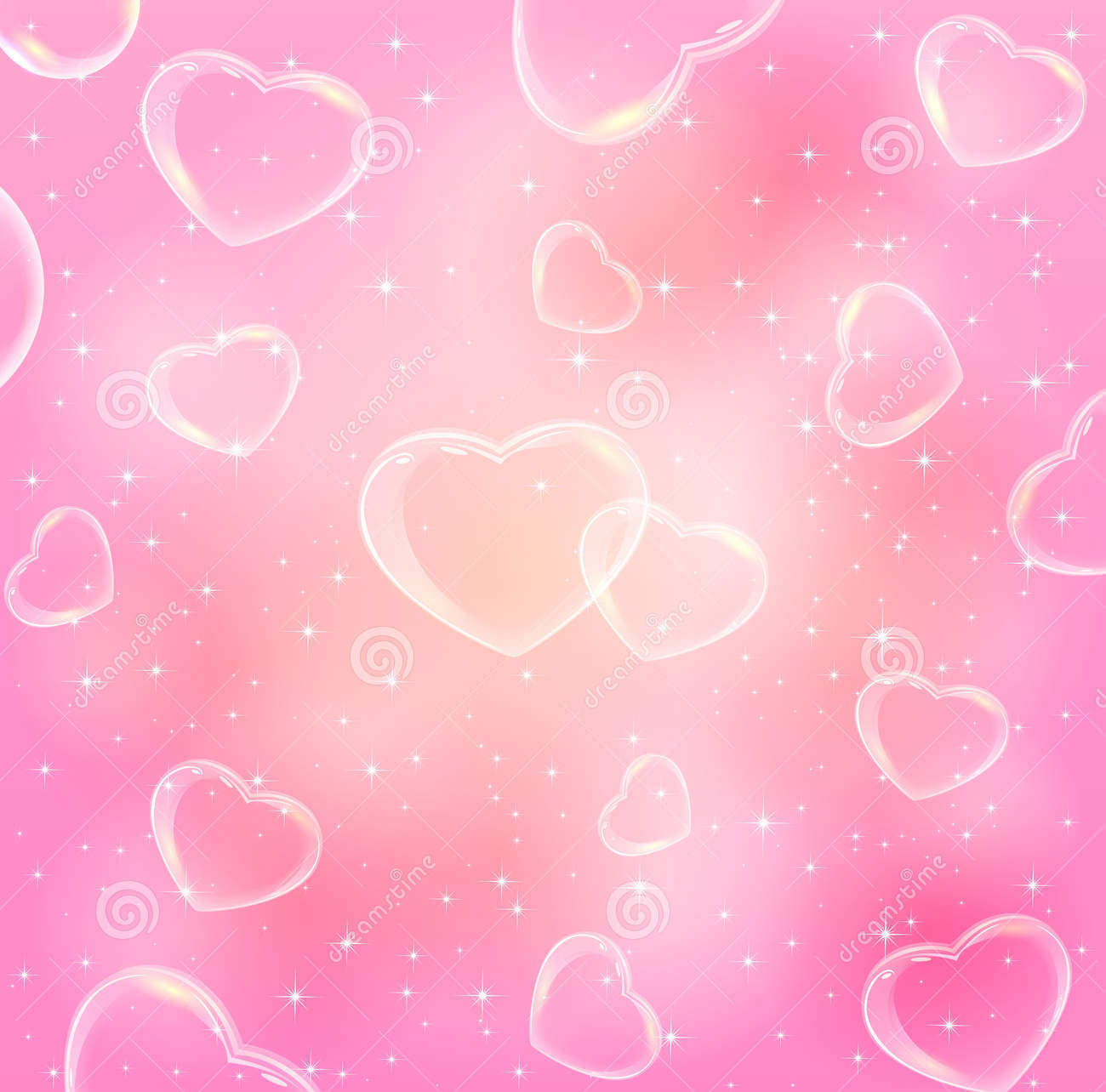 pink background with transparent hearts
