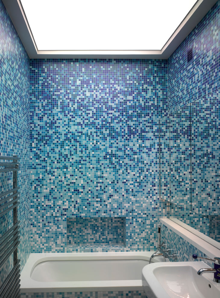 blue contemporary bathroom tiles