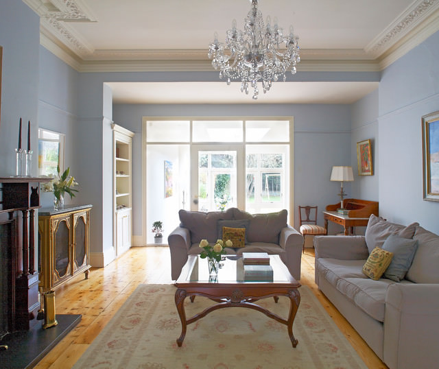 traditional living room light blue