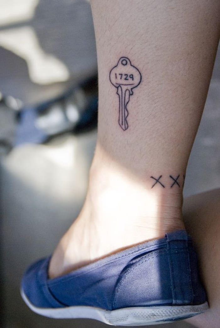 number key tattoo on leg