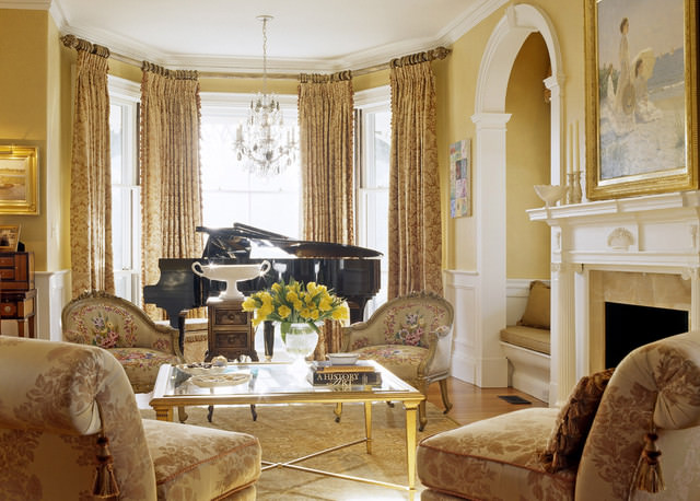 stylish yellow color living room