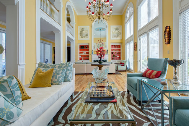 yellow color contemporary living room