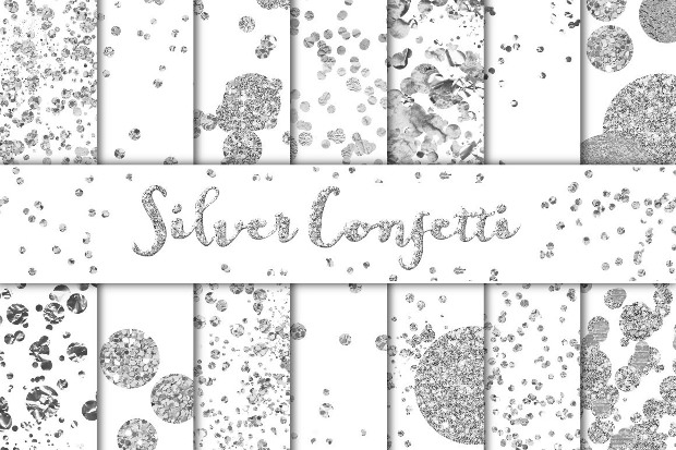 silver confetti backgrounds